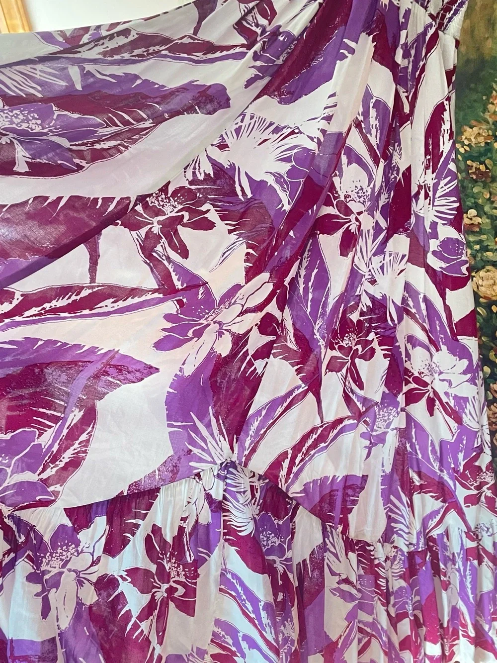 Free People Purple & White Floral High-Low Maxi Dress